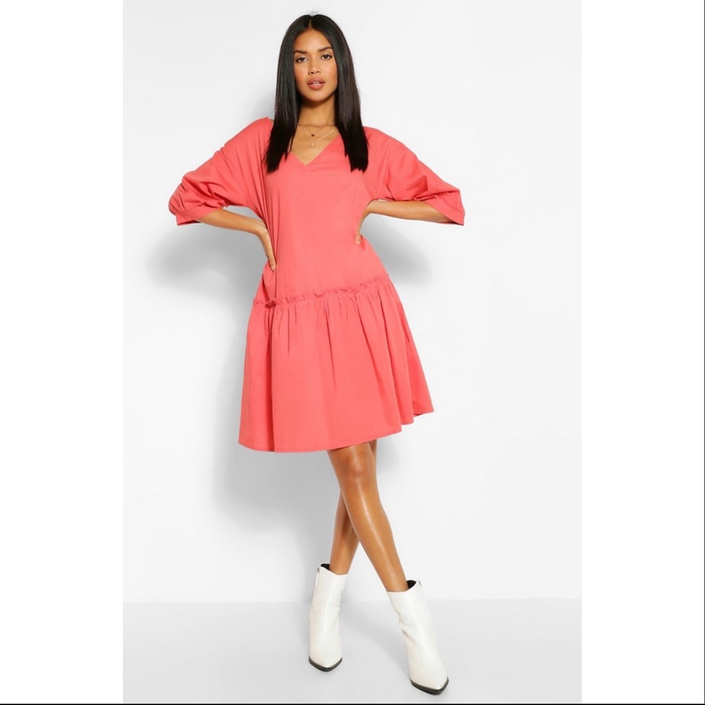 Ruffle Hem Smock Dress